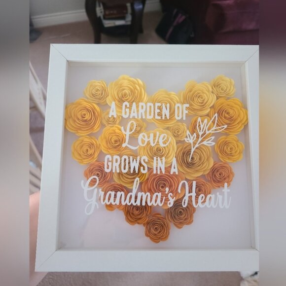 Beautiful Grandma Gift Floral Yellow Flower Shadow Box Frame Wall Art Decor - Picture 2 of 2